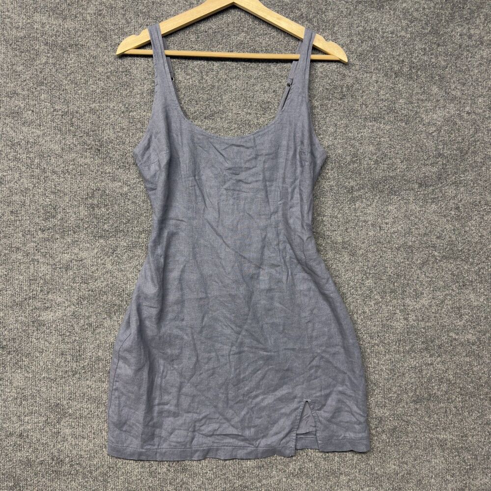 Abercrombie & Fitch Linen Blend Sundress Womens S Scoop Neck Tie Waist Zip Lined